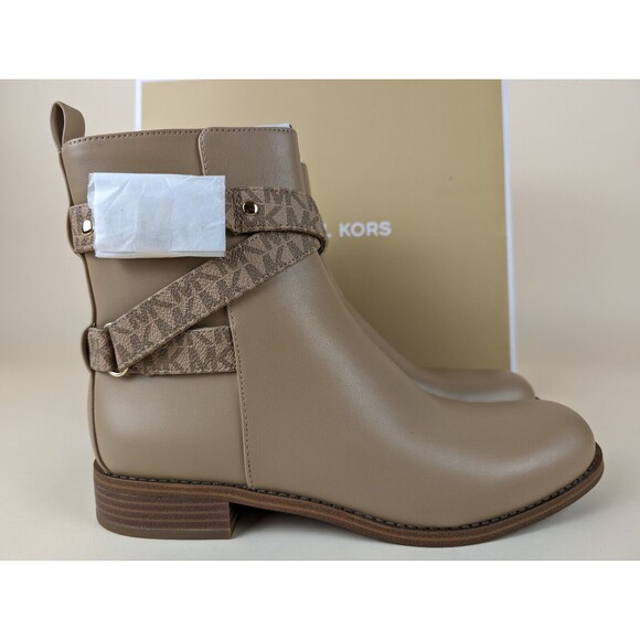 Michael Kors Rory Flat Booties Ankle Boots Womens 8 Brown Faux Leather Shoes NWB - Picture 4 of 14